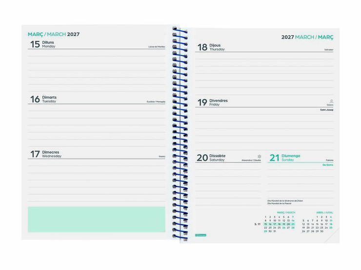 Agenda Escolar Finocam Cool 1/4 Sem/Vista Catal&aacute;n 2026-27 Azul