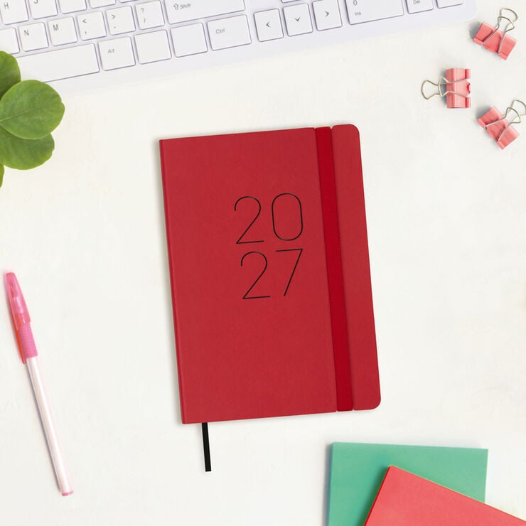 Agenda Finocam Flex Llisa Semana Vista Horizontal 2027 Catal&aacute;n Rojo