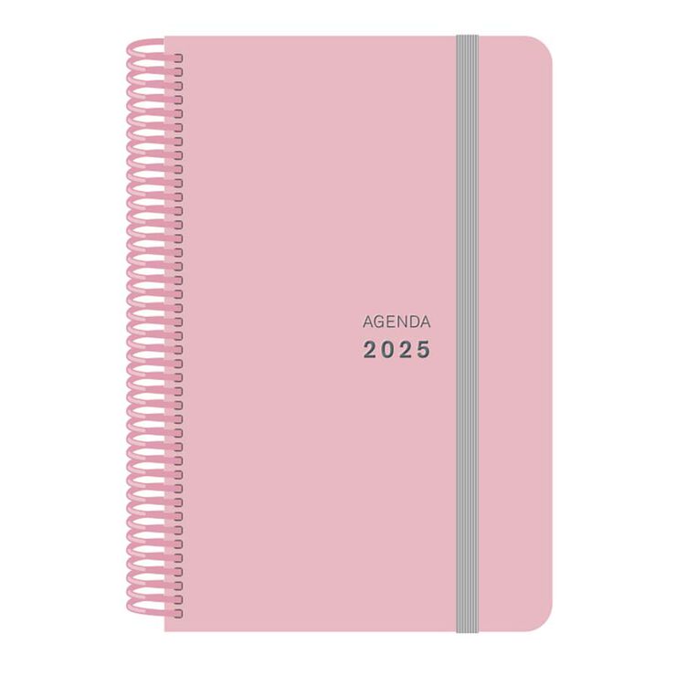 Agenda espiral Senfort A5 setm/vista català 2025 Pastel rosa