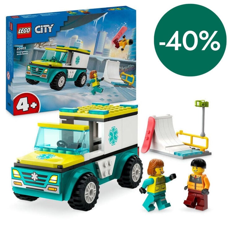LEGO&reg; City Ambulancia de Emergencias y Chico con Snowboard 60403