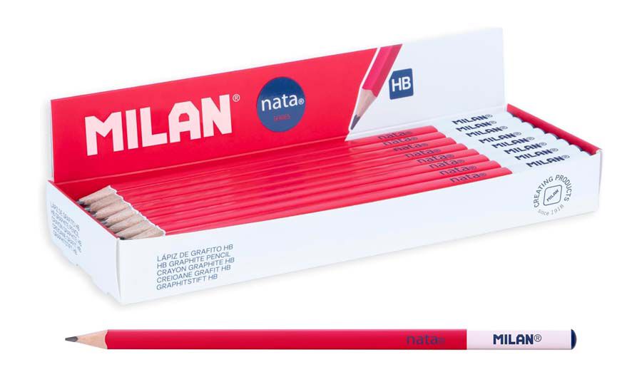 L&aacute;piz Grafito cuadrado HB MILAN nata&reg; 624 24u