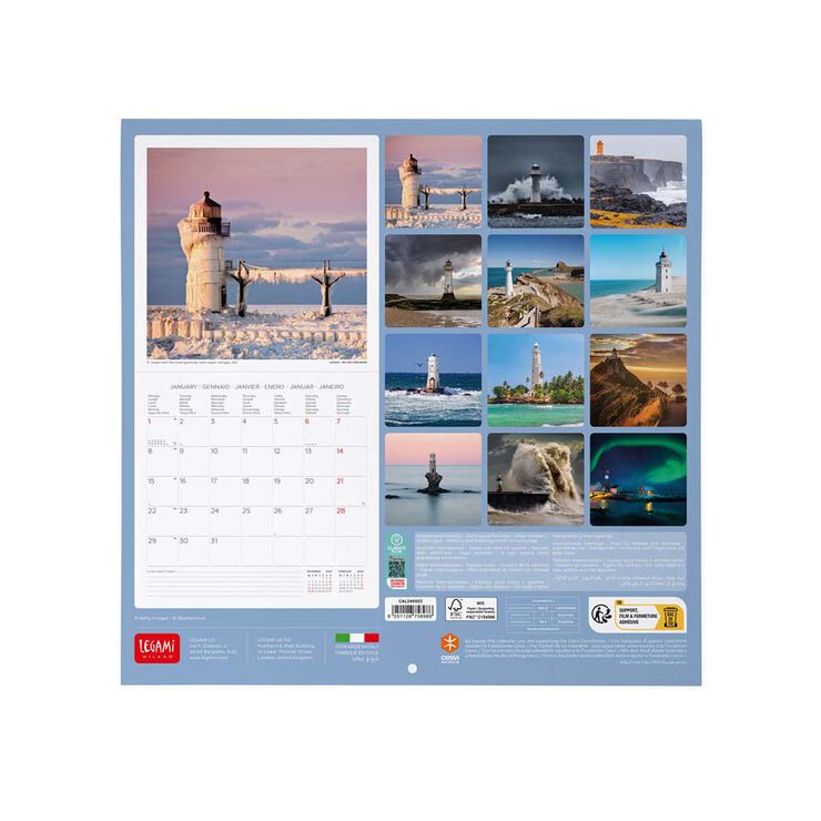 Calendari paret Legami 30X29 2024 Lighthouses