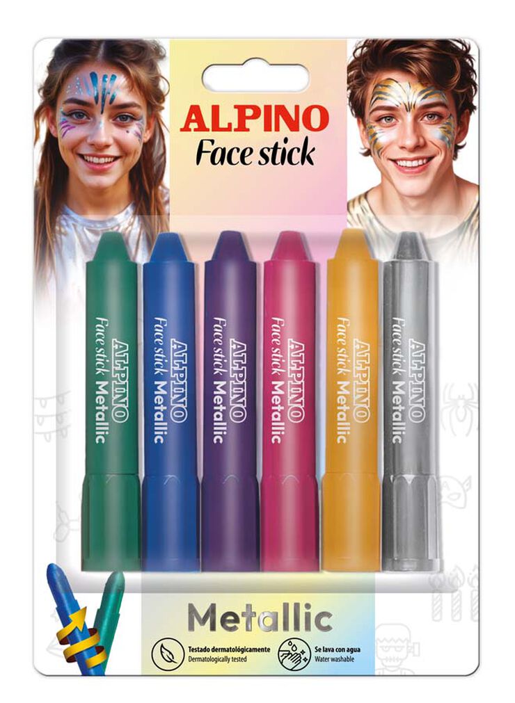 Maquillatge Alpino Face Stick colors met&agrave;l&middot;lics 6u