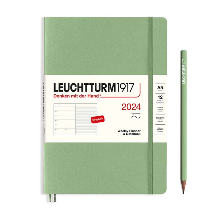 Agenda Leuchtturm A5 sem/vista 2024 tb medium menta