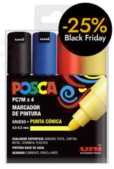 Retoladors Posca PC-7M 4,5-5,5mm Basic 4 colors
