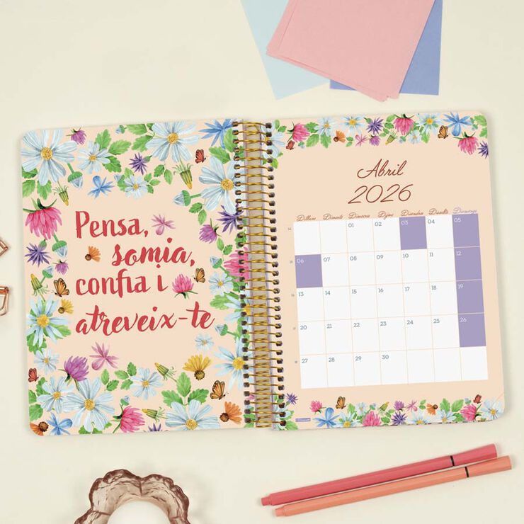 Agenda Finocam 16 meses Cloe E10 sem/vista cat 2025-26 rosa