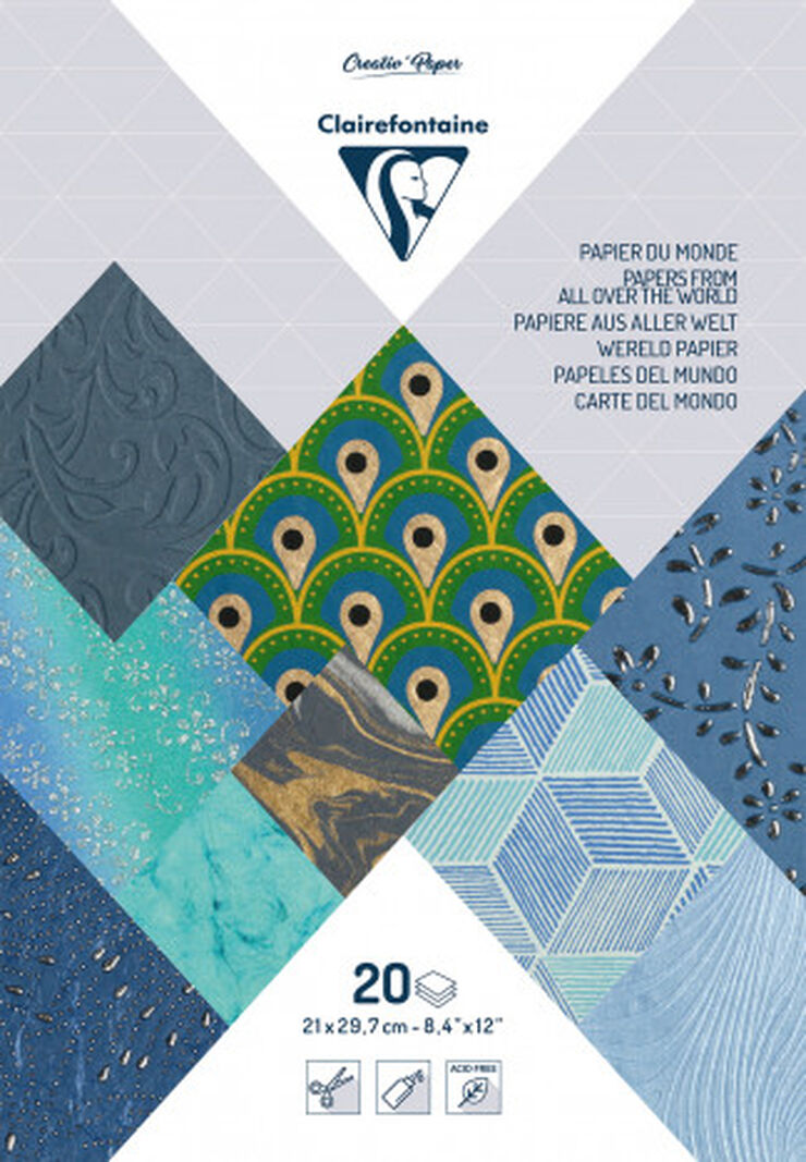 Papers del món Clairefontaine blaus 20 fulls