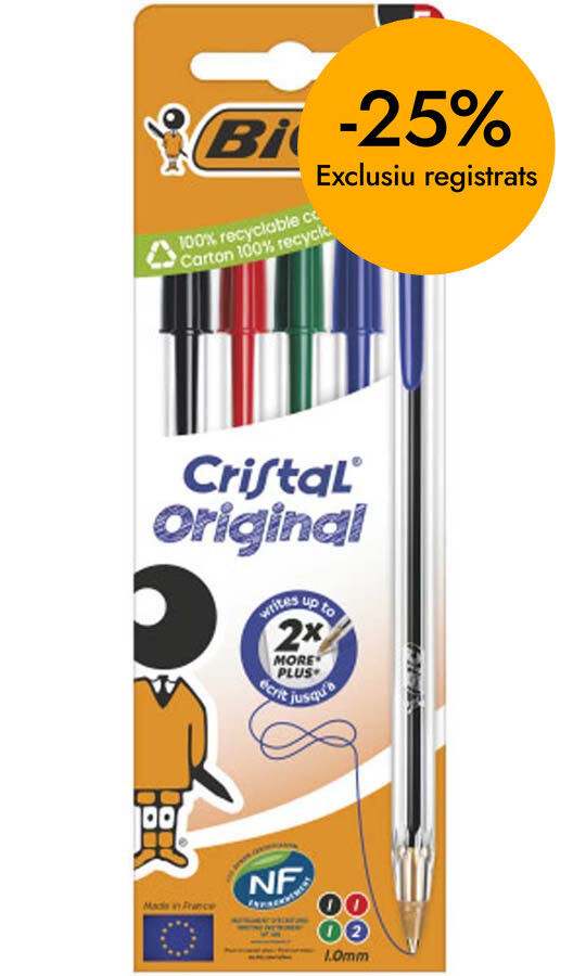 Bol&iacute;grafos Bic Cristal surtido 5u