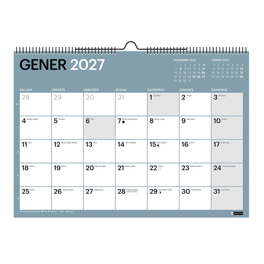 Calendario Miquelrius Pared A3 Catal&aacute;n 2027 Chromat