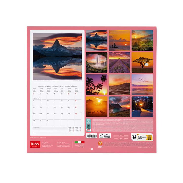 Calendario pared Legami 30X29 2024 Sunsets