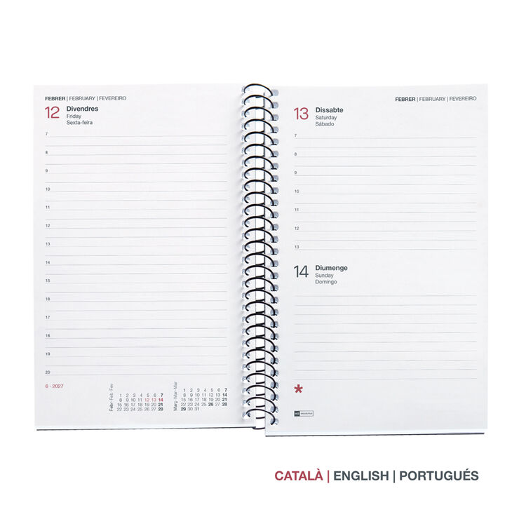 Agenda Miquelrius Especial Activa Dia P&agrave;gina Catal&agrave; City 2027 Vermell