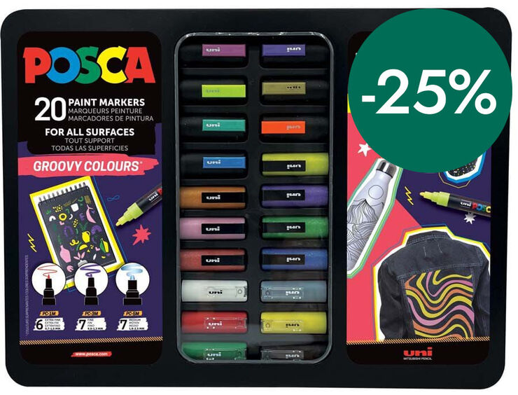 Malet&iacute;n Rotuladores Posca Groovy 20 piezas