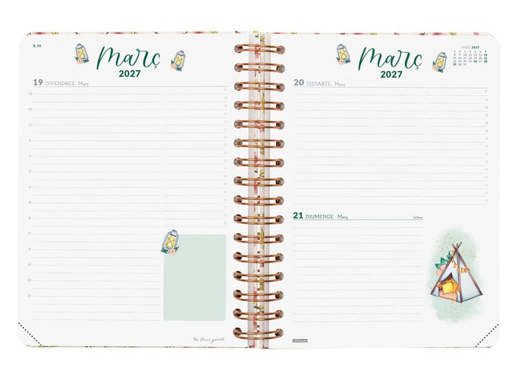 Agenda Finocam Flower Journal D&iacute;a P&aacute;gina 2027 Catal&aacute;n Rosa