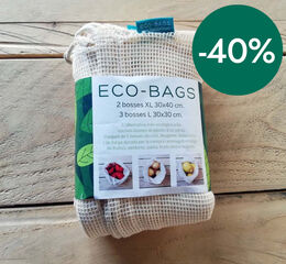 Bolsa Algod&oacute;n Rejilla Eco Reutilizable 5u