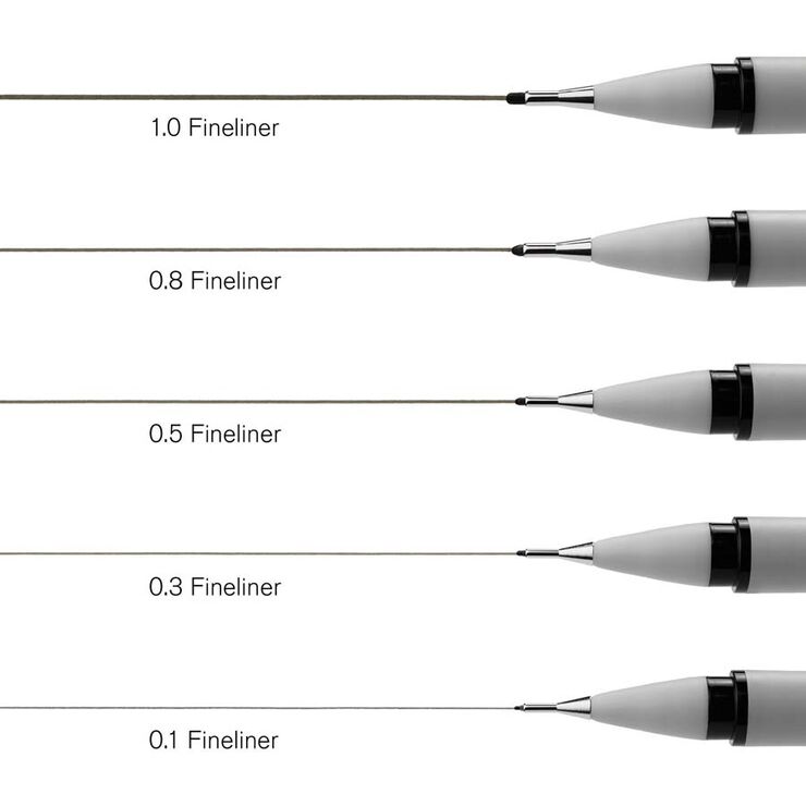 Rotuladores Calibrados Winsor & Newton negro 5 modelos