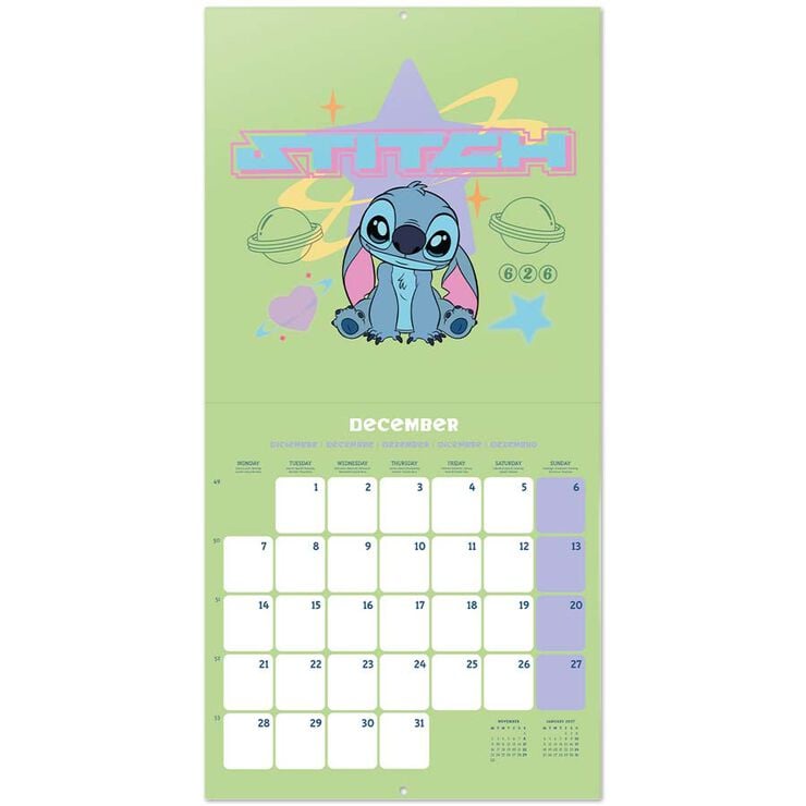 Calendario pared 2026 30x30cm Disney Stitch