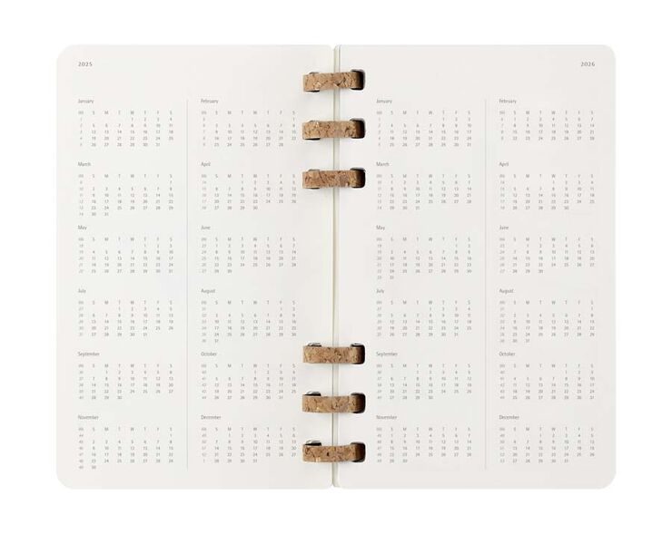 Agenda escolar espiral moleske tapa blanda sem/vista L 2025-26 negro