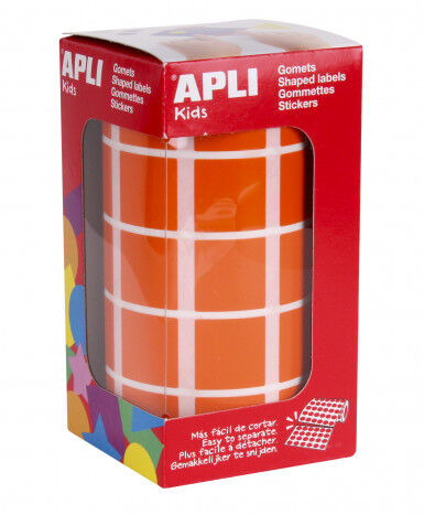 Gomets Quadrats grans 20mm rotlle taronja