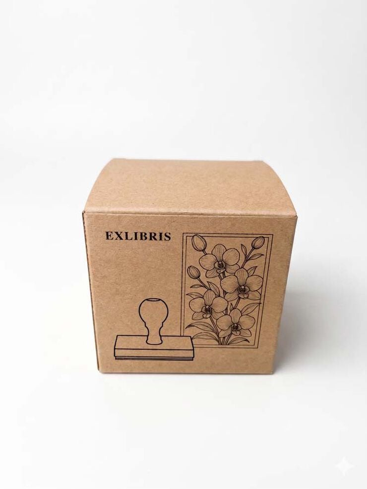 Sello Ex-Libris con mango Orqu&iacute;dea