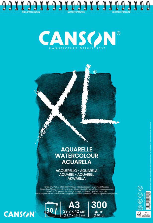 Bloc espiral Acuarela Canson XL A3 300g 30 hojas