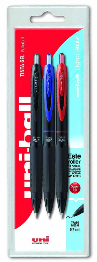 Bol&iacute;grafo Uni Mitsubishi Uni Signo 307 1,2 mm 3U (Negro/Azul/Rojo)