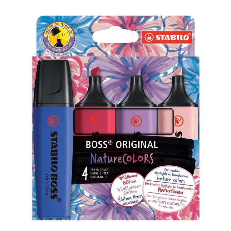 Marcadores fluorescentes Stabilo Boss Nature Wildflowers 4 colores