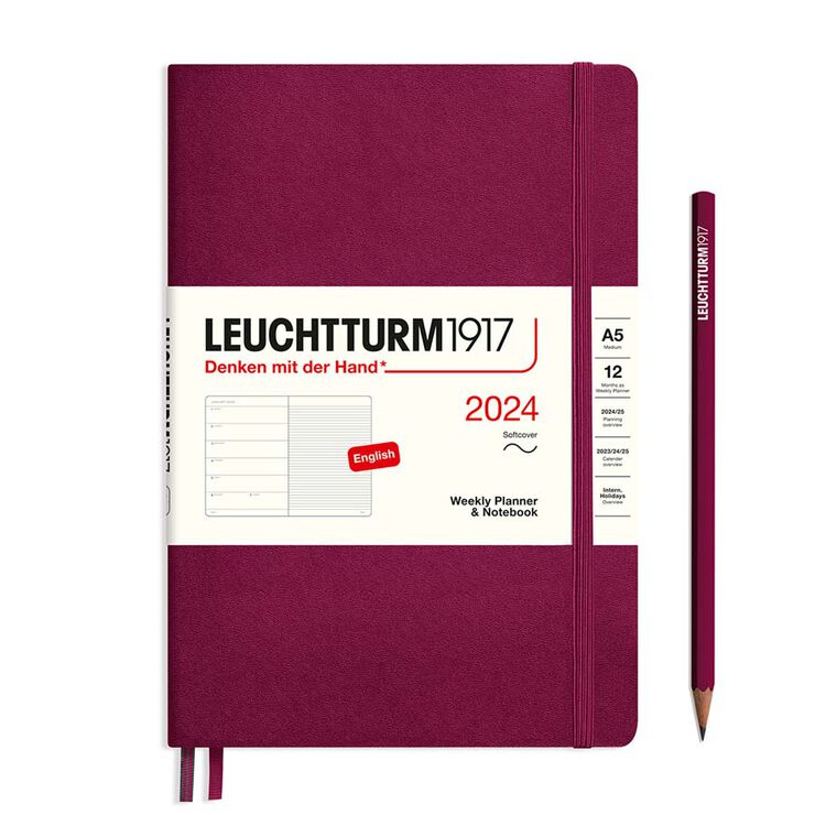 Agenda Leuchtturm A5 sem/vista 2024 tb medium granate