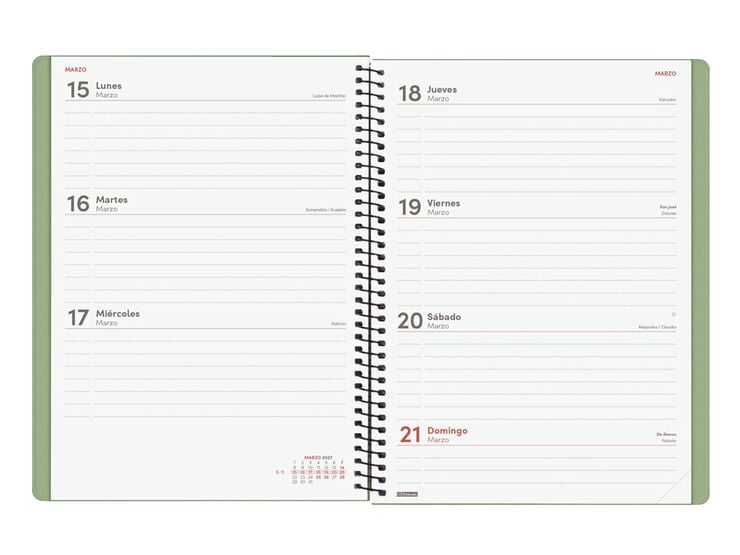 Agenda Finocam My Setmana Vista Horitzontal 2027 Castell&agrave; Verd