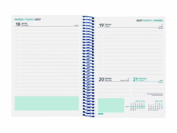 Agenda Escolar Cool | 1/4 Dia per P&agrave;gina, Castell&agrave; (2026-2027) &ndash; Blau