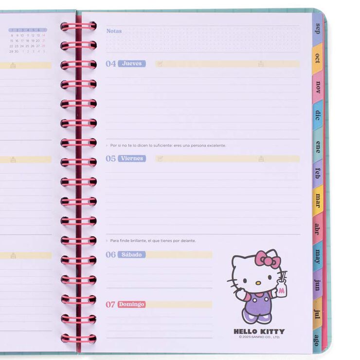 Agenda escolar Mr. Wonderful Hello Kitty setm/vista cas 2025-26 Nunca te olvides de sonreír