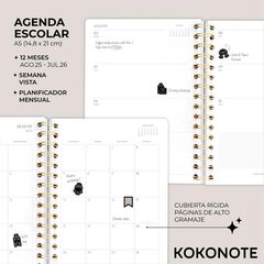 Agenda escolar Kokonote sem/vista inglés 2025-26 B. Nordic
