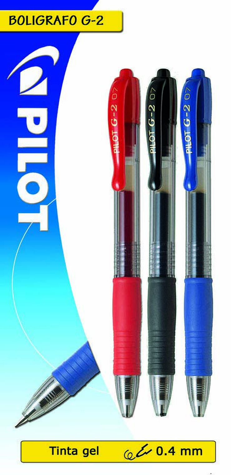 Bolígrafo gel Pilot G-2 Negro - Material escolar