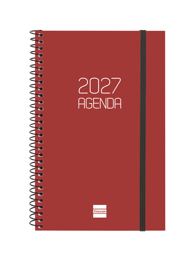 Agenda Finocam Opaque Setmana Vista Horitzontal 2027 Catal&agrave; Bordeus