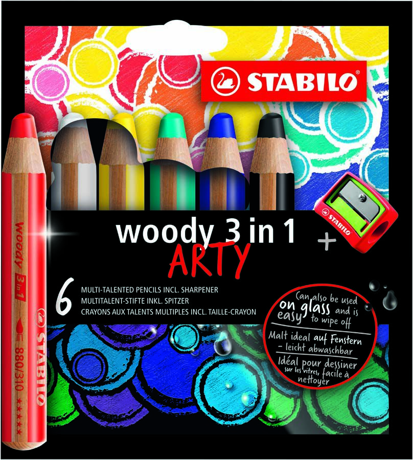 L&aacute;pices Stabilo Woody 3 en 1 Arty 6 colores