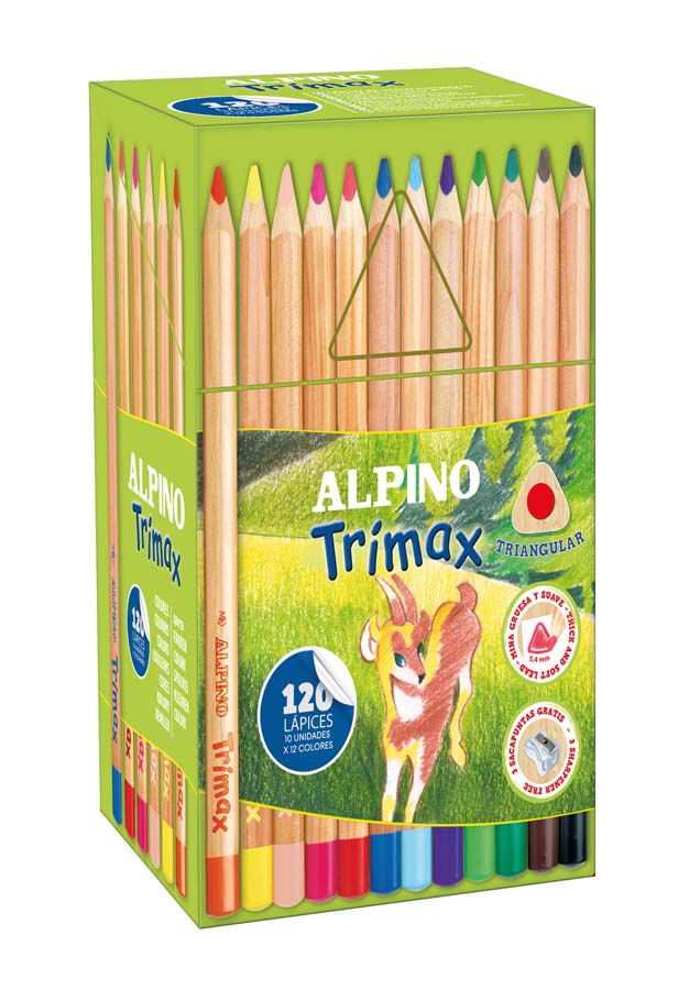 L&aacute;pices de colores Alpino Trimax Jumbo caja escolar 120u
