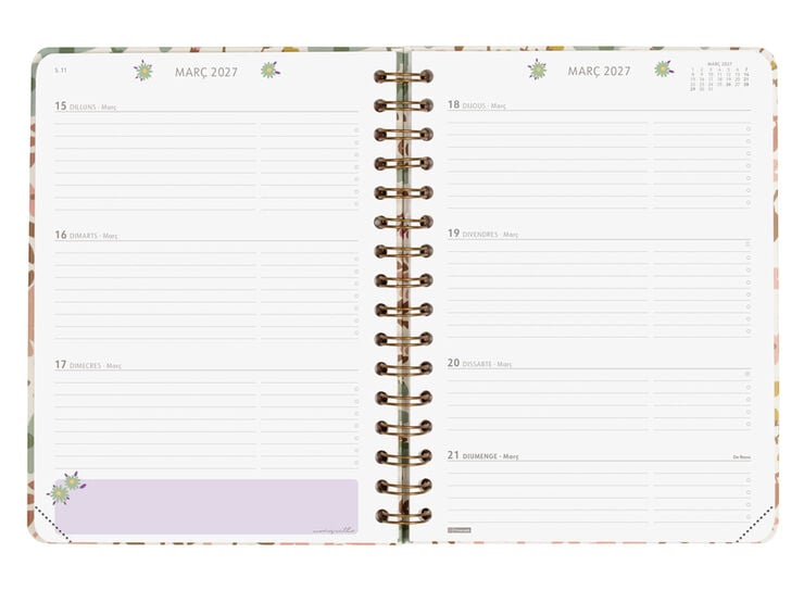 Agenda Finocam Moniquilla Semana Vista Horizontal 2027 Catal&aacute;n Rosa