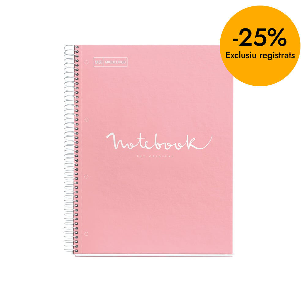 Cuaderno Miquelrius Emotions A4 Tapa Dura 80 hojas 90gr rosa