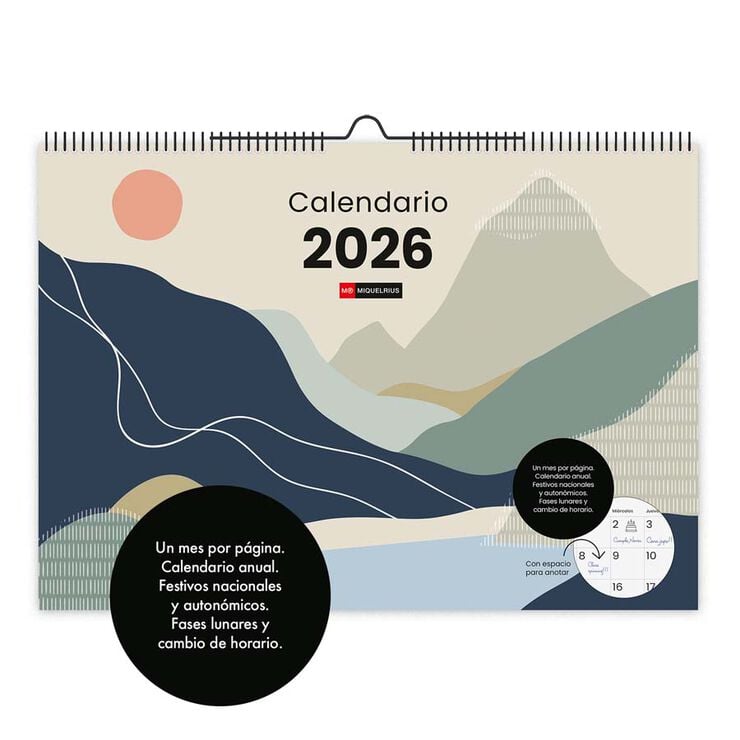 Calendari Miquelrius paret A3 2026 castellà Mountains