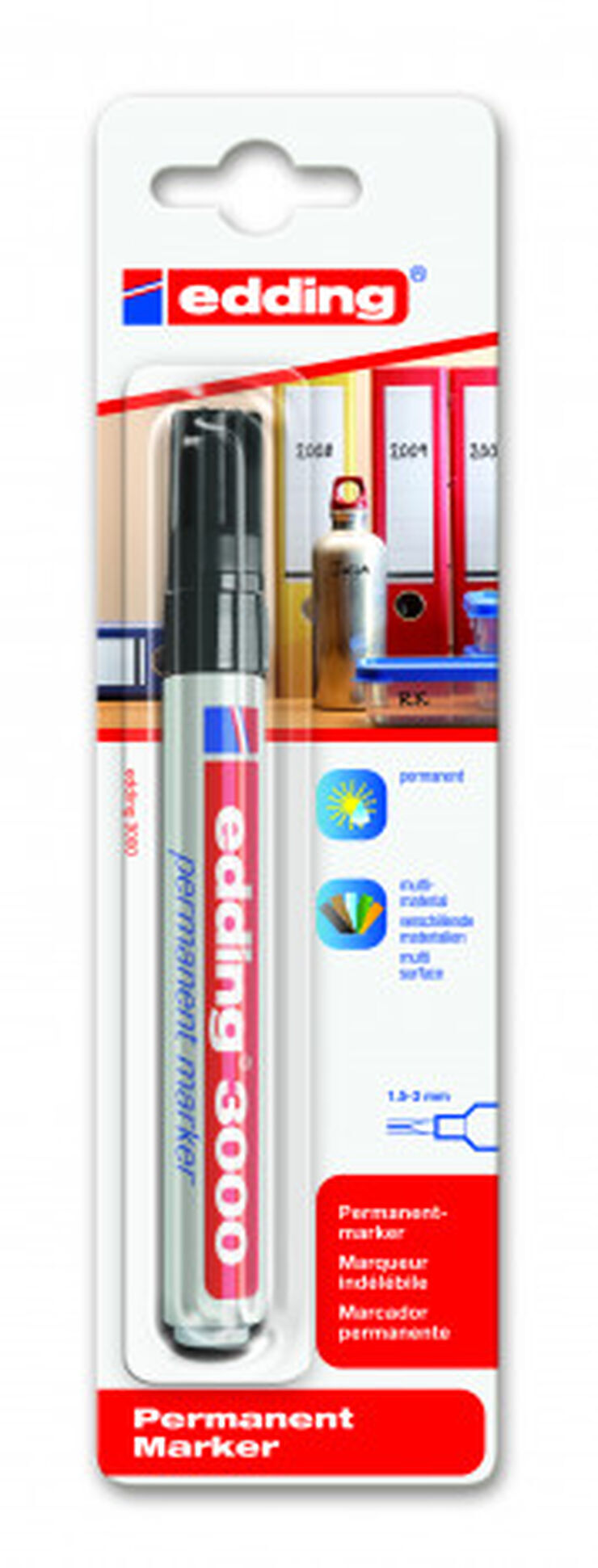 Rotulador permanentes Edding 3000 negro