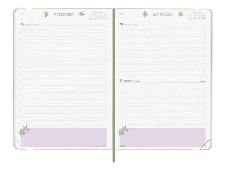 Agenda Finocam Moniquilla D&iacute;a P&aacute;gina 2027 Castellano Verde