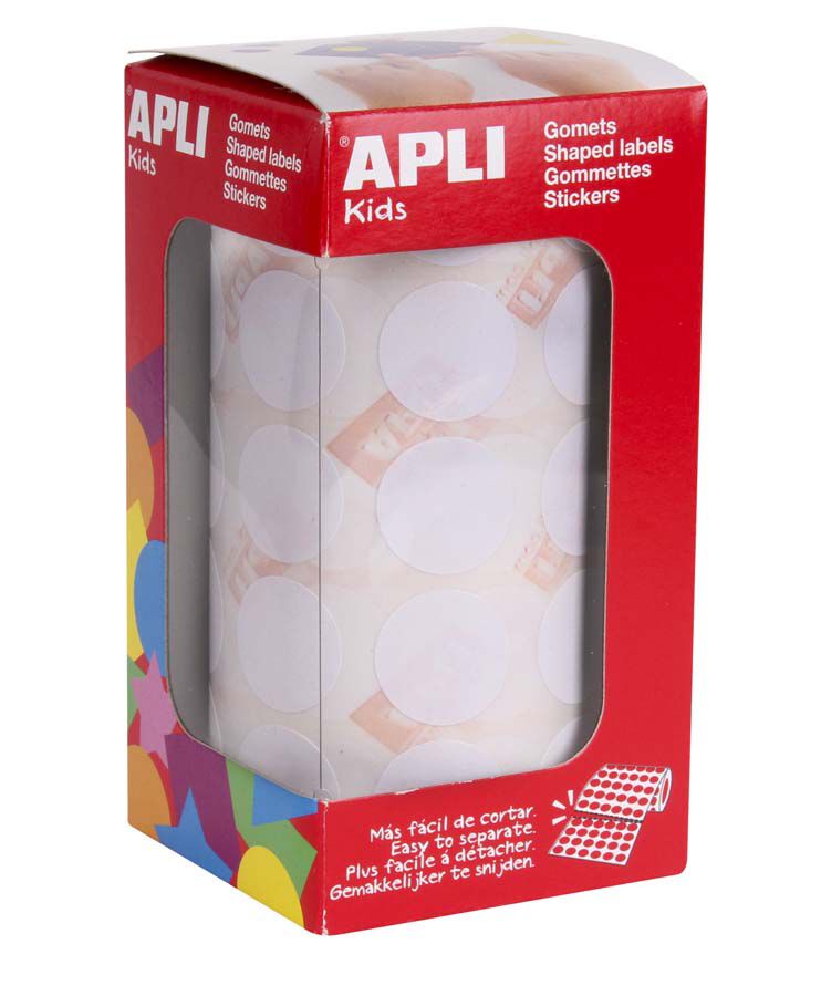 Gomets rodons grans 20mm rotlle blanc