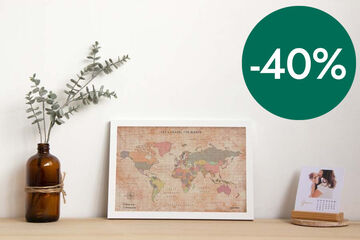 Mapa corcho S Miss Wood Old School con marco