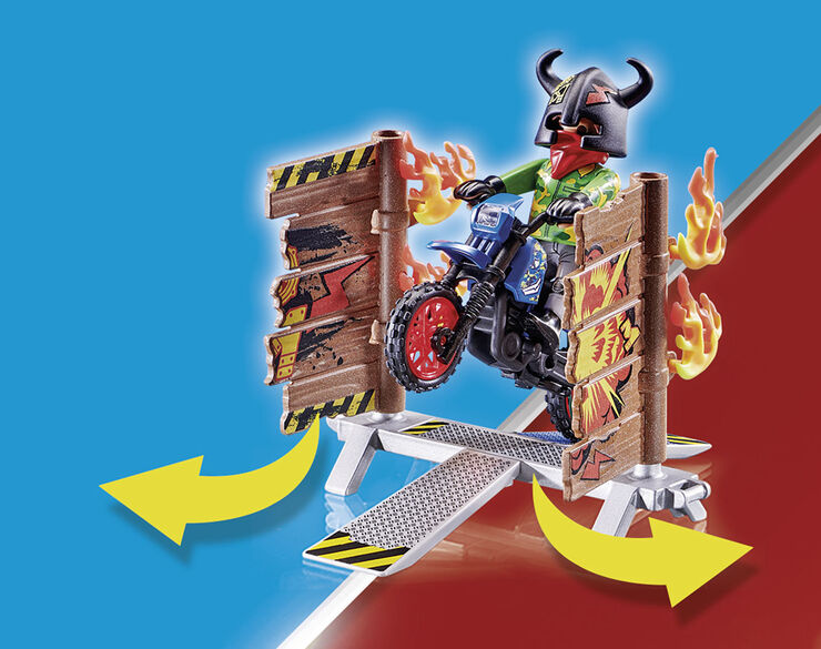 Playmobil Stuntshow Moto con muro de fuego 70553