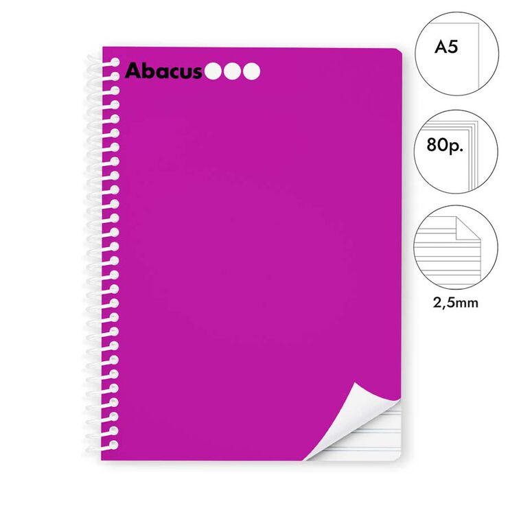 Libreta espiral Abacus A5 80 hojas pauta 2,5mm lila
