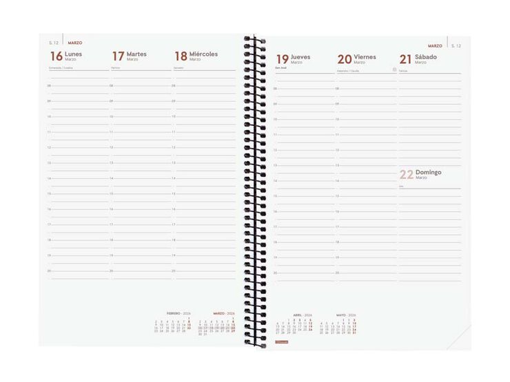 Agenda Finocam Opaque E11 sem/vista vertical cas 2026 negro