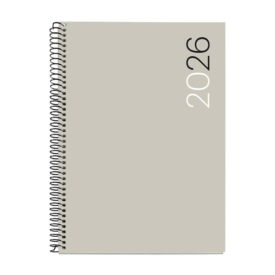 Agenda Espiral Miquelrius Plus d&iacute;a/p&aacute;g catal&aacute;n 2026 City gris