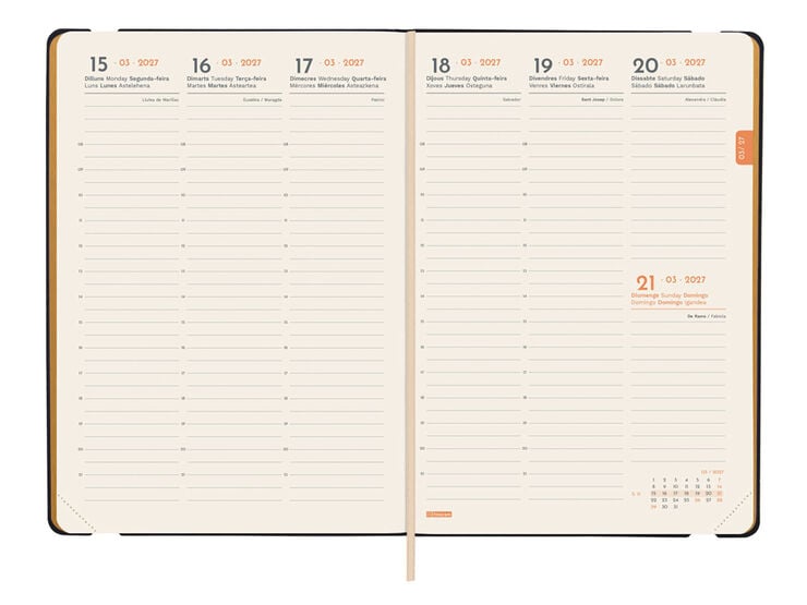 Agenda Finocam Joy Semana Vista Vertical 2027 Catal&aacute;n Florecer