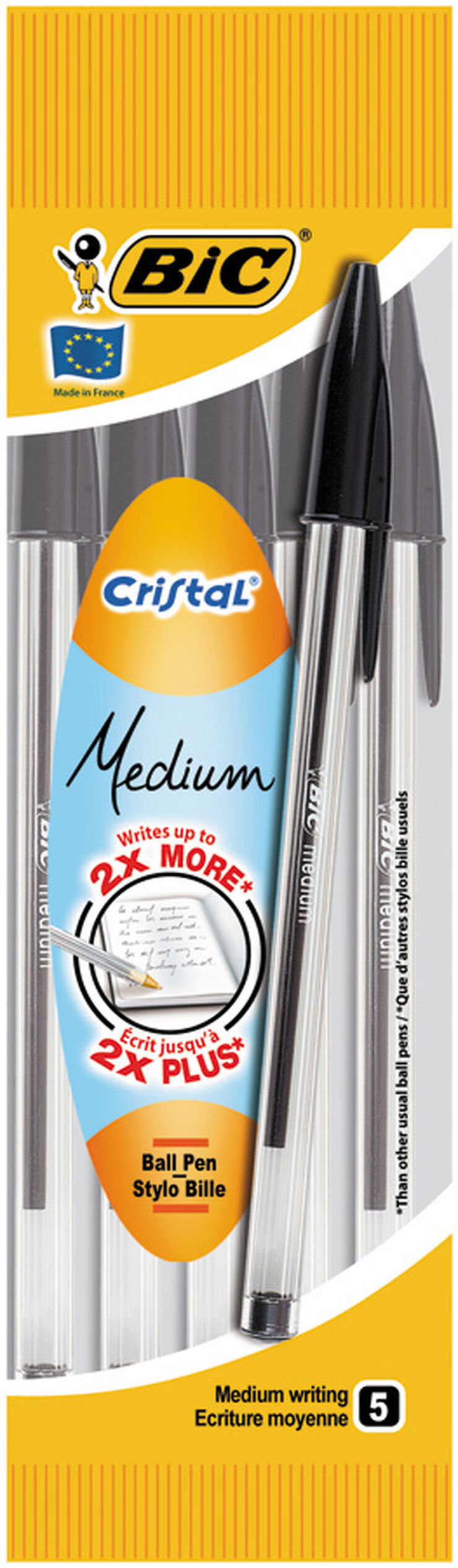 Bolígrafo Bic Cristal Negro 5 unidades