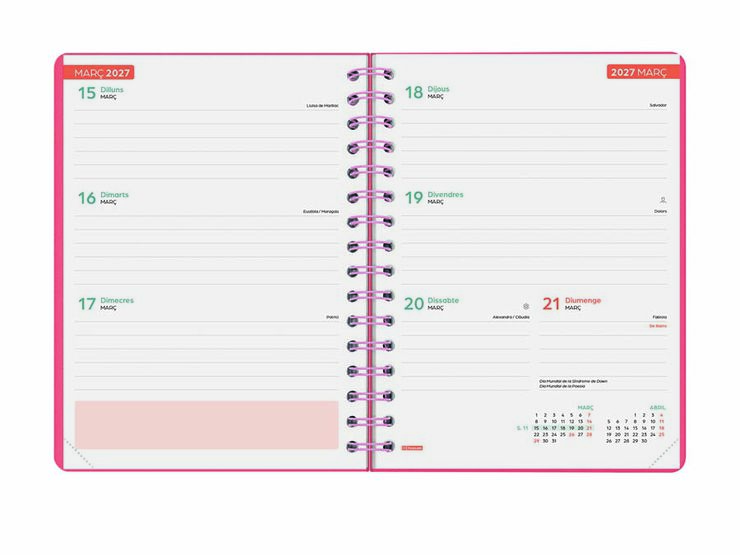 Agenda Finocam Cosmflex 1/4 Sem/Vista Catal&aacute;n 2026-27 Rojo