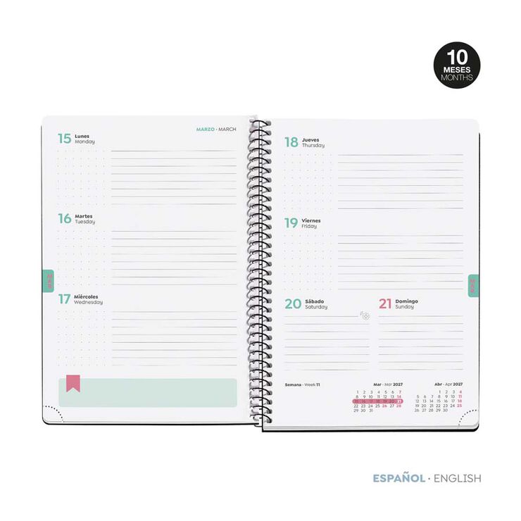 Agenda Escolar Miquel Rius Espiral Plus set/vista multiling&uuml;e 2026-2027 Summery